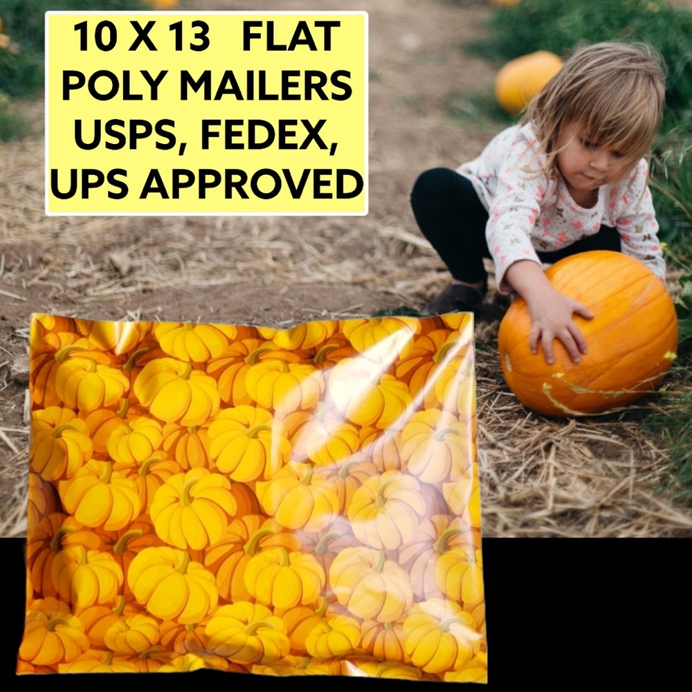 50 10X13 Pumpkin Poly Mailers Shipping Envelopes Bags PRICE IS FIRM Fall - Picture 6 of 10